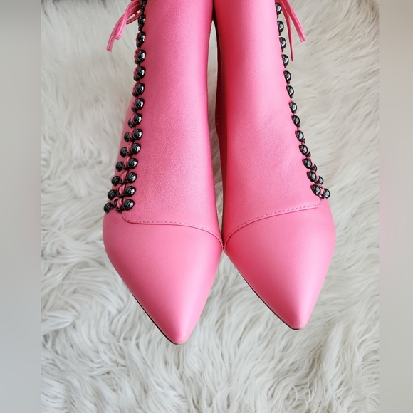 KURT GEIGER LONDON RITA ANKLE BOOTS PINK LEATHER POINTED TOE NANO HEEL SIZE 6.5 - Picture 9 of 16